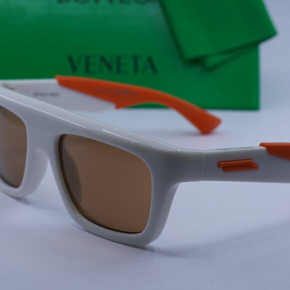 Bottega Veneta BV1232S 004 Rectangle Sunglasses - Ivory Orange \ Brown - Picture 9 of 10